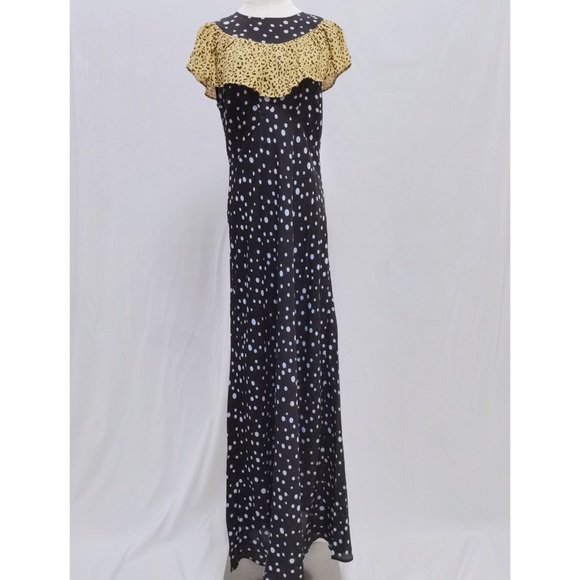 RIXO LACEY LEOPARD BUBBLE SPOT Frill Neck Midi Dress Size L - Picture 4 of 7